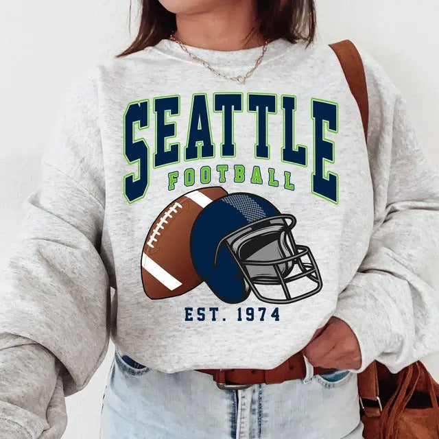 Vintage All Team Football Crewneck Sweatshirt Retro Game Day Menswear Classic Love Sweaters Shirt Hoodie | PrintMintTees.com