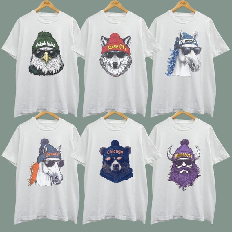Vintage All Team Mascot T-Shirt in White, Funny Football Graphic Tee, Unisex Game Day Shirt Hoodie Sweatshirt