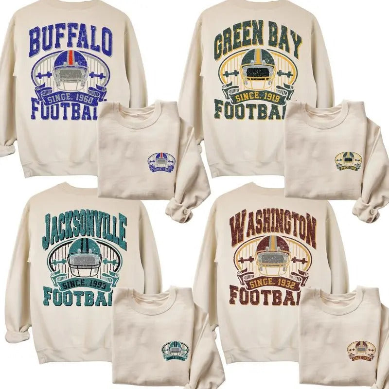 Vintage All Teams Football Retro Style Sand 2 Sides Sweatshirt, Sweatshirt Football Fan Gift, Game Day Shirt, Vintage...