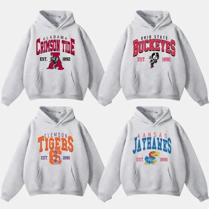 Vintage All Teams NCAA Collection Unisex Sweatshirt Crewneck Sport Grey Hoodie, Graphic College Team Collection Hoodie,...