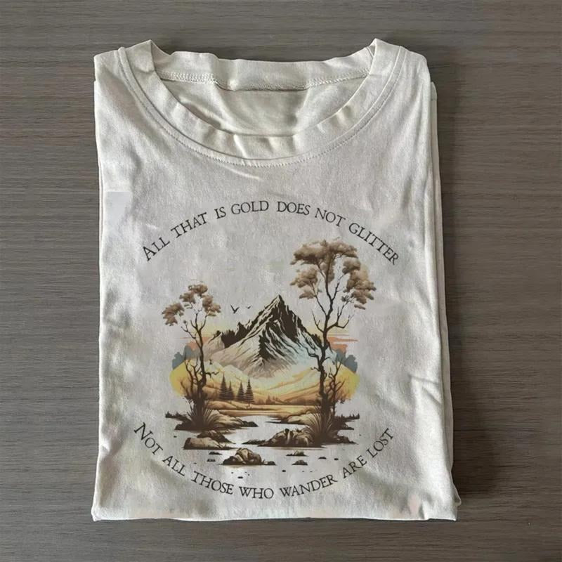 Vintage All That is Gold Does Not Glitter, Not All Those Who Wander Are Lost Graphic Tee - The Lord of The Rings Movie...
