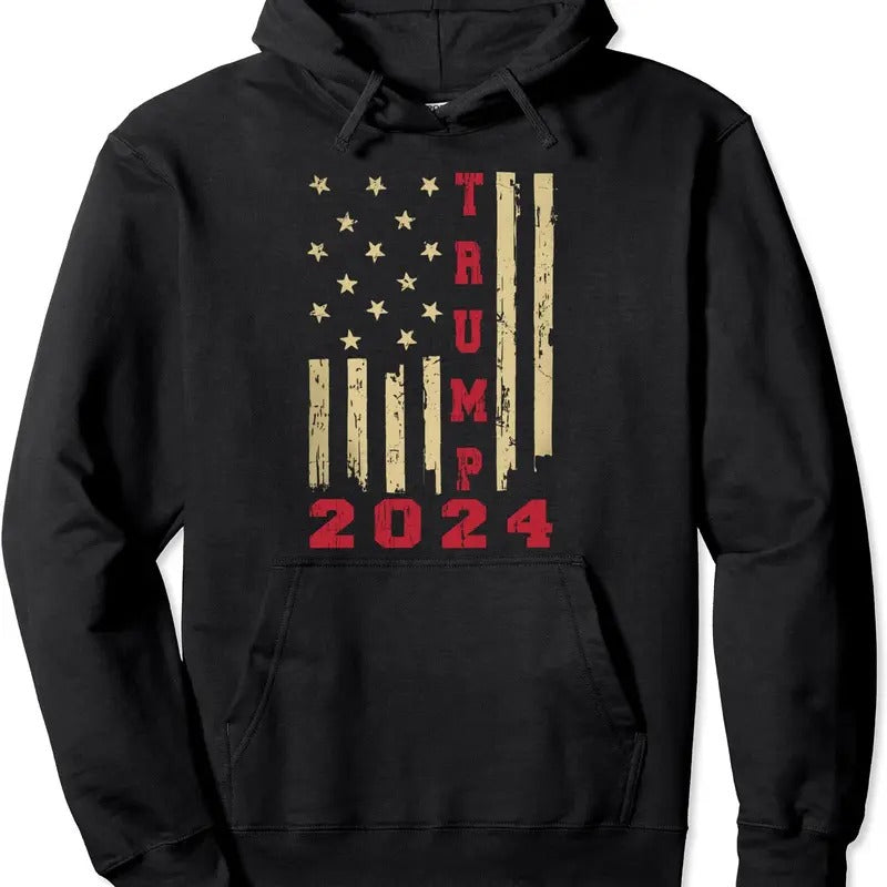 Vintage American Flag Trump 2024 Election Hooded T-Shirts, Hoodie, Sweatshirt