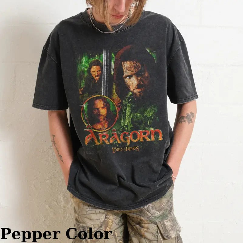 Vintage Aragorn Lord Rings Movie Shirt Middle Earth J.R.R. Tolkien Ranger North King Arnor Menswear Top Shirt Hoodie Sweatshirt
