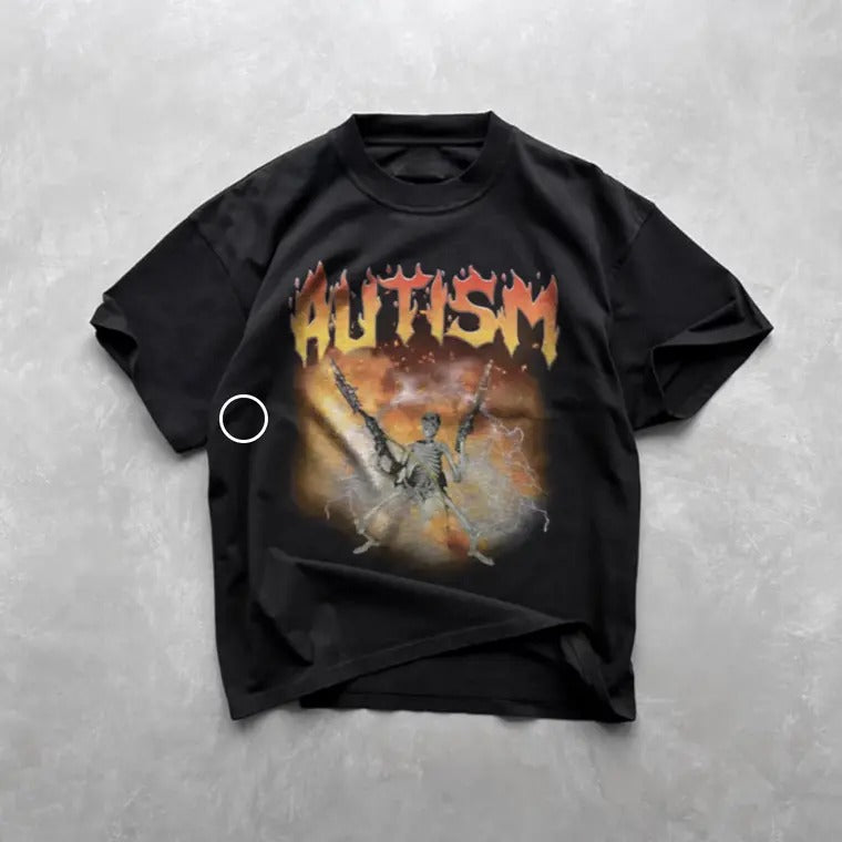 Vintage Autistic Funny Skeleton Bootleg Graphic T-shirt, Funny Meme Unisex Tee, Gift For BoyfrIend Girlfriend Hoodie...