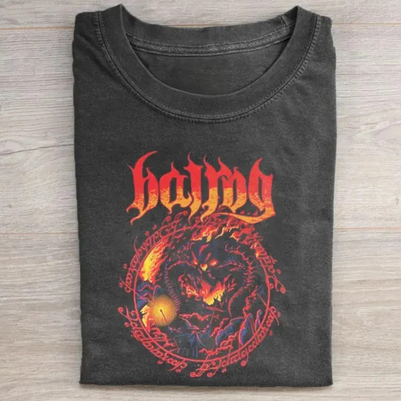 Vintage Balrog Flaming Graphic Tee - The Lord of The Rings Movie Shirt