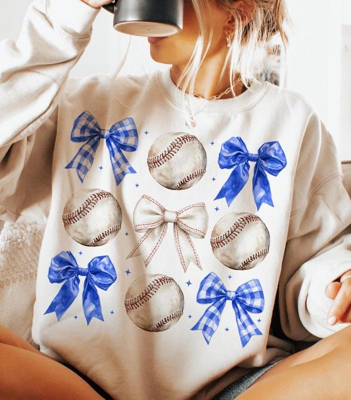 Vintage Baseball Bow Sweatshirt Coquette Baseball Game Day Mama Retro Baseball Season Shirt Hoodie | PrintMintTees.com