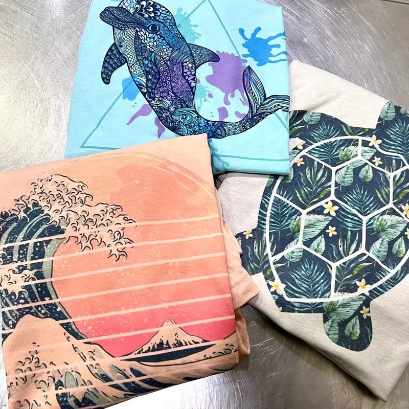 Vintage Beach Tshirts Summer Beach Tees Sand and Sun T-Shirts Summer Ocean Tees Vacation Tshirts Womens Sea Turtle Tops...