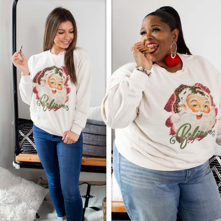 Vintage Believe Santa T2D Sweatshirt Shirt Hoodie | PrintMintTees.com
