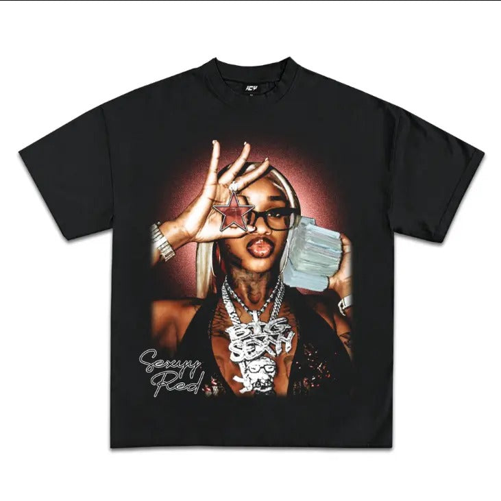 Vintage Big Face Red Star Sexyyyy Red Graphic T-Shirt Hoodie Sweatshirt | PrintMintTees.com