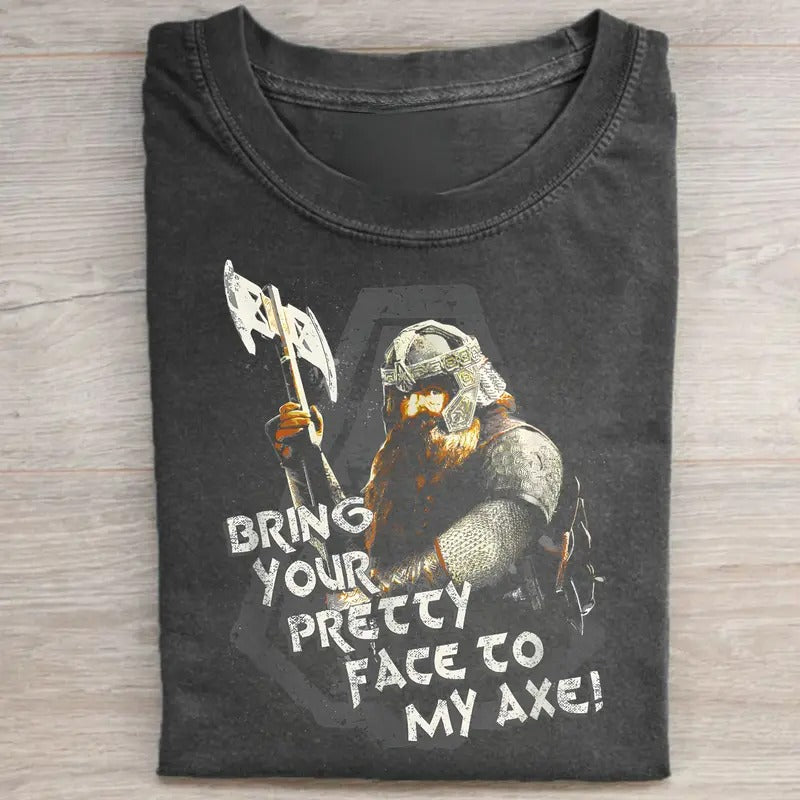 Vintage Bring Your Pretty Face My Axe Lord Rings Movie Shirt LOTR Meme Two Towers Gimli Menswear Top Shirt Hoodie Sweatshirt