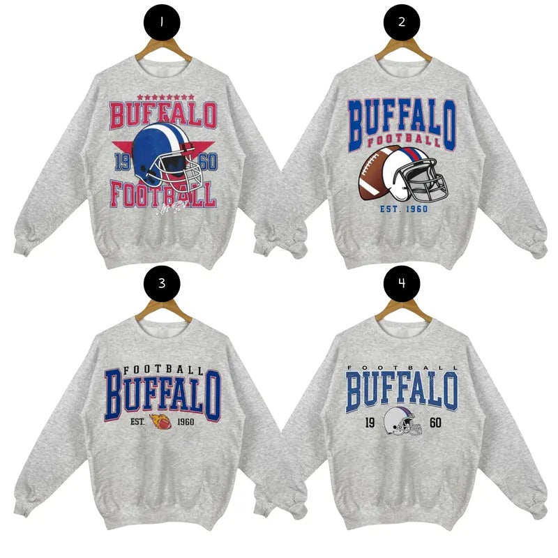 Vintage Buffalo Football Sweatshirt, Football Crewneck Sweatshirt, Football Fan Gift, Vintage Football Sweatshirt Shirt...