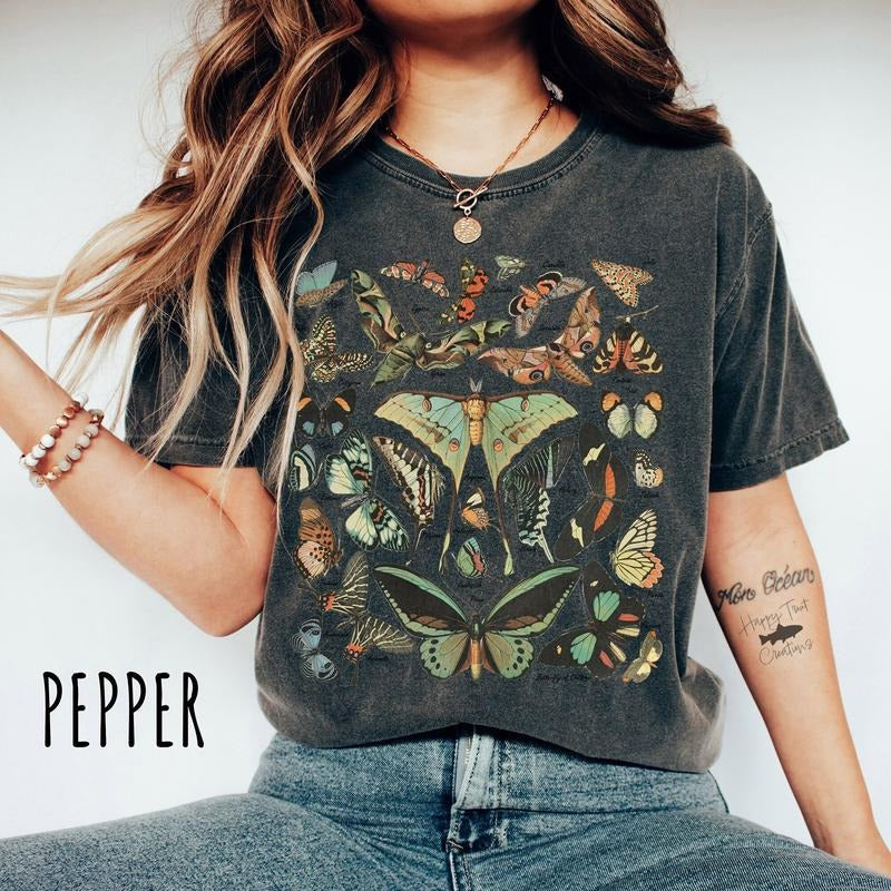 Vintage Butterfly & Moth TShirt, Cottagecore Aesthetic Shirt Hoodie Sweatshirt | PrintMintTees.com