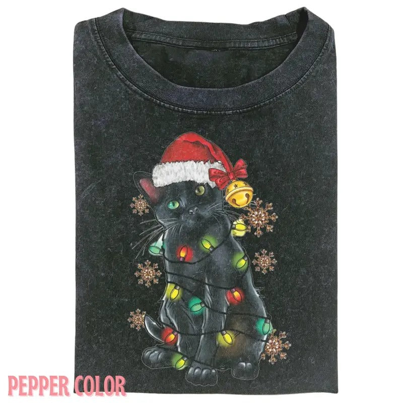 Vintage CHRISTMAS CAT SHIRT, Funny graphic 90' Graphic tee Womenswear Top Hoodie Sweatshirt | PrintMintTees.com