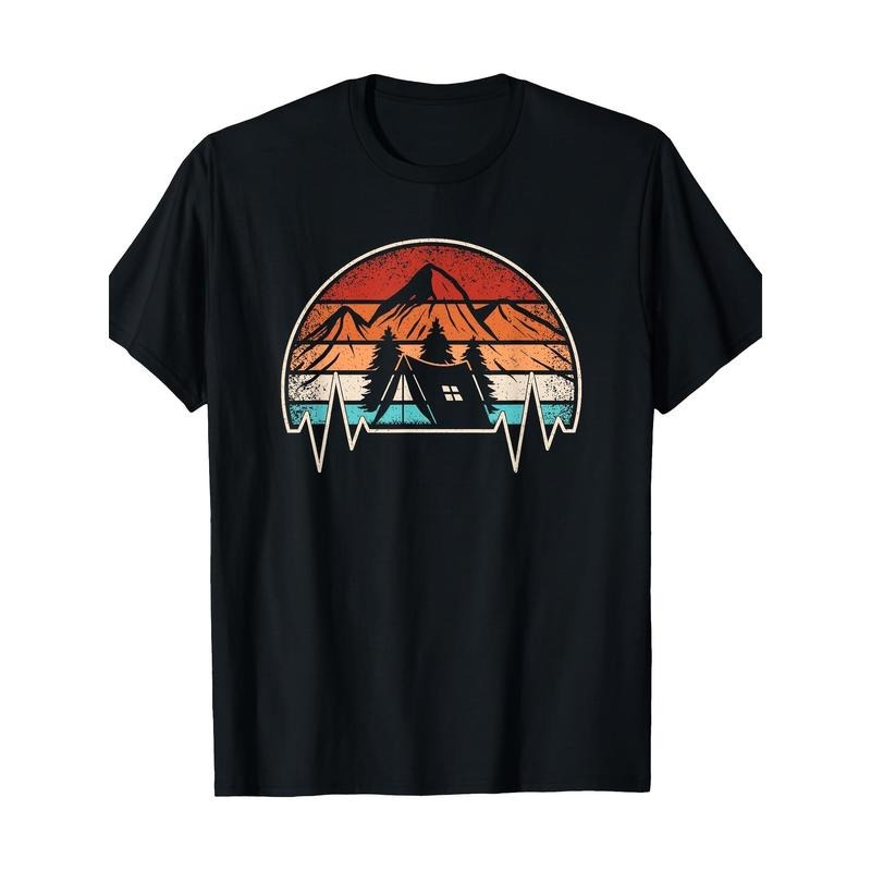 Vintage Camping Heartbeat Mountain Nature Camping Hiking T-shirt -100% cotton Made in USA Hoodie Sweatshirt
