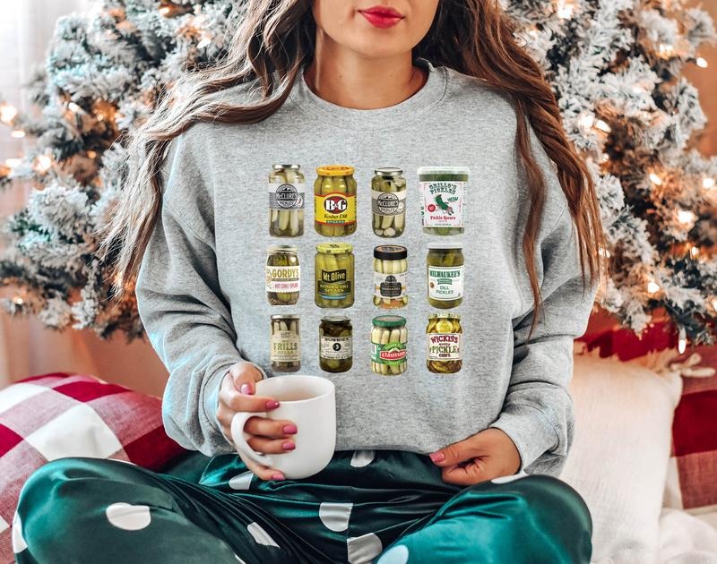 Vintage Canned Pickles Sweatshirt, Canning Season, Pickle Shirt, Pickle Lovers Sweater, Xmas Christmas Gift Ideas,...