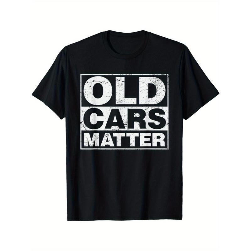 Vintage Car Enthusiast Cotton T-Shirt - Casual Round Neck, Machine Washable, All-Season Comfort Fit for Men Made in USA...