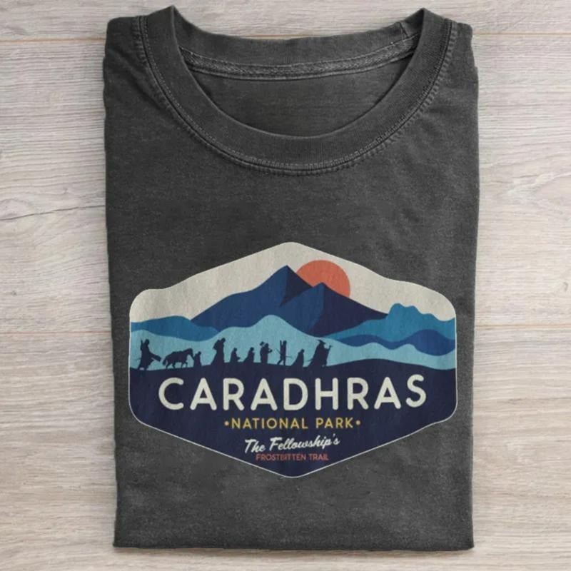 Vintage Caradhras National Park Fellowship "NATIONAL PARK" " Hobbits" Text Casual Medium Size Shirt Hoodie Sweatshirt