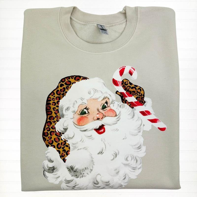 Vintage Cheetah Santa Sweatshirt T-Shirts, Hoodie | PrintMintTees.com