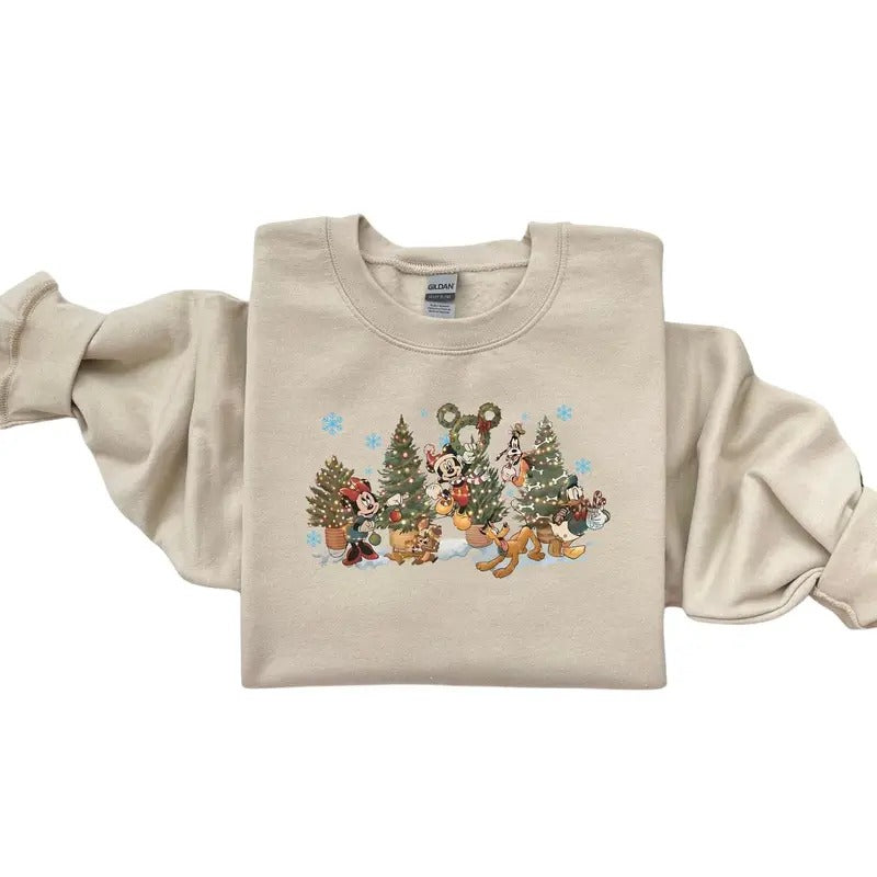 Vintage Di-ney Christmas Tree Sweatshirt, M-ckey And Friends Christmas Sweatshirt, Vintage Di-ney Christmas Shirt Hoodie