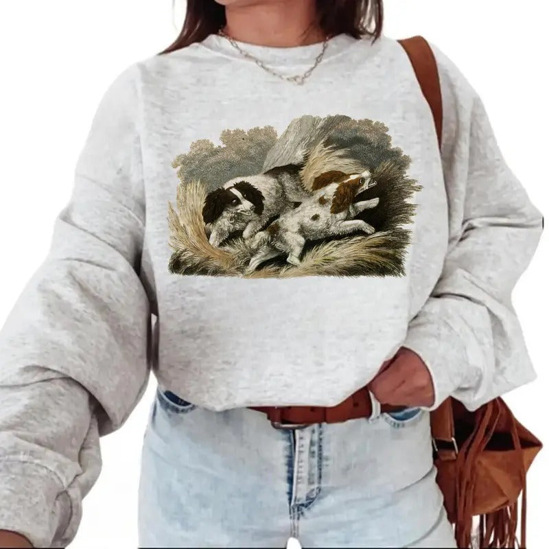Vintage Dog Hunting Sweatshirt T-shirt, Hello Hunting Season Funny Hoodie, Unisex Nature Animal Lover Cotton Womenswear...