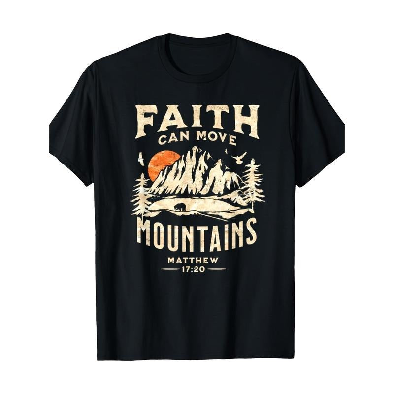 Vintage Faith Can Move Mountains Christian T-Shirt Made in USA Hoodie Sweatshirt | PrintMintTees.com