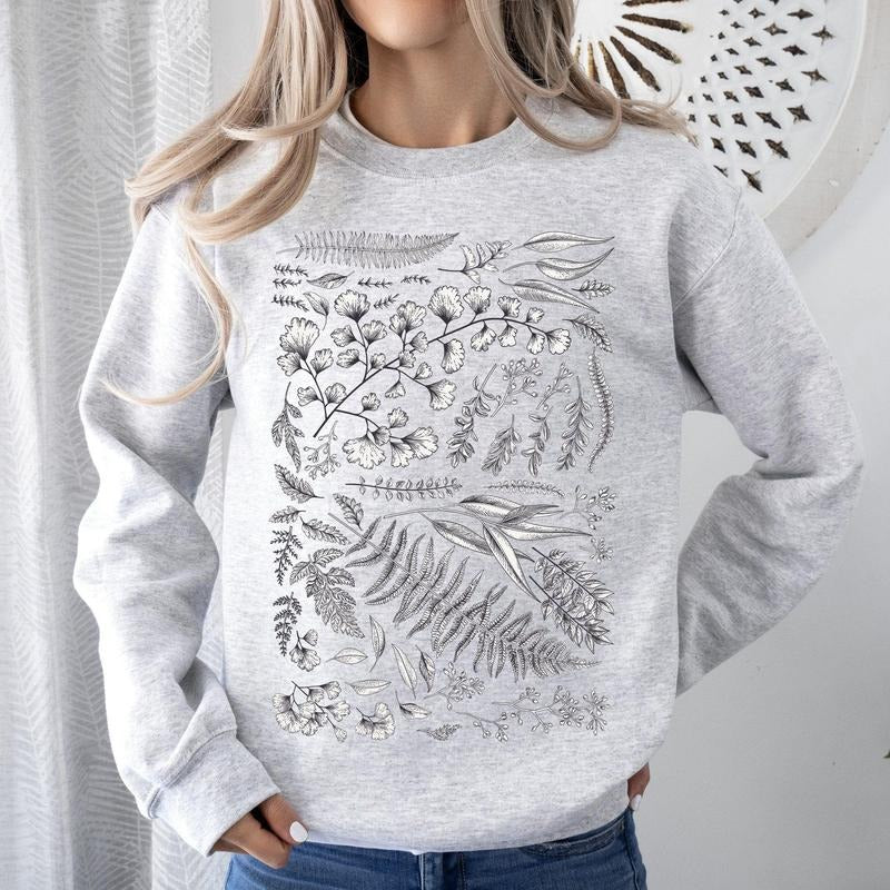 Vintage Fern Illustration, Botanical, Nature Sweatshirt T-Shirts, Hoodie | PrintMintTees.com