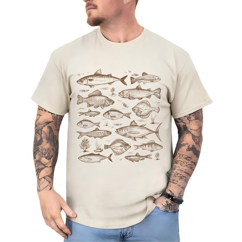 Vintage Fish Species Tattoo Shirt Retro Fishes Fishing Bass Lovers Fisher Classic Menswear Shirt Hoodie Sweatshirt