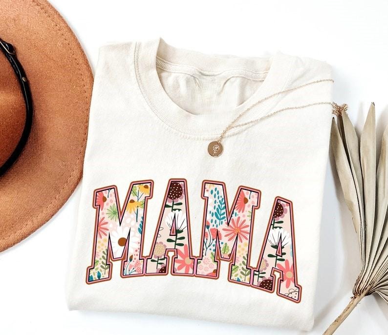 Vintage Floral Mama Tshirt, Mama T-Shirt, Strong Woman Shirt, Gift For Mothers Day, Women's T-Shirt, Mama Tee, Graphic...