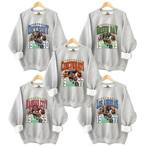Vintage Football Sweatshirt, Hometown Pullover, Ash Grey All Team Football Sweatshirt, Unisex Sweatshirt Shirt Hoodie