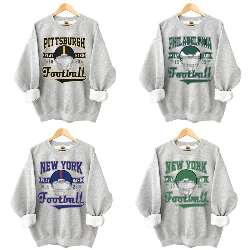 Vintage Football Sweatshirt, Unisex Cotton Football Sweatshirt for Fans of All Teams, Football Crewneck Sweatshirt,...
