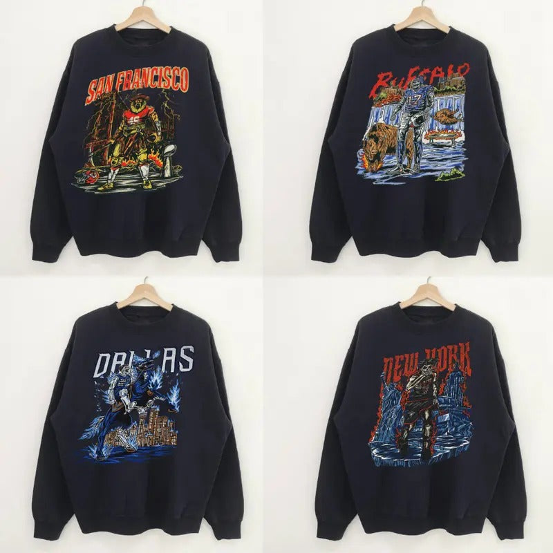 Vintage Football Sweatshirts, Hometown Football Sweatshirt, Graphic Crewnecks, Skeleton, Gift Shirt Hoodie