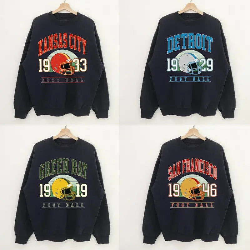 Vintage Football Sweatshirts, Unisex Vintage Football Sweatshirt, Retro Football Team Crewneck, Vintage Graphic Tees,...