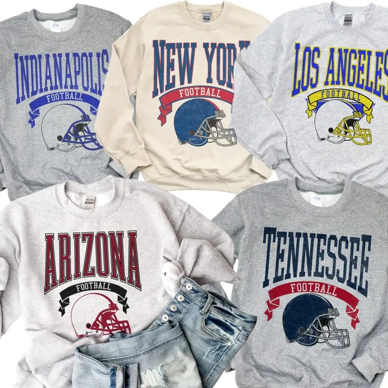 Vintage Football Team Sweatshirts Hometown Vintage Pullovers Football Hometown Sports Sweatshirts Shirt Hoodie