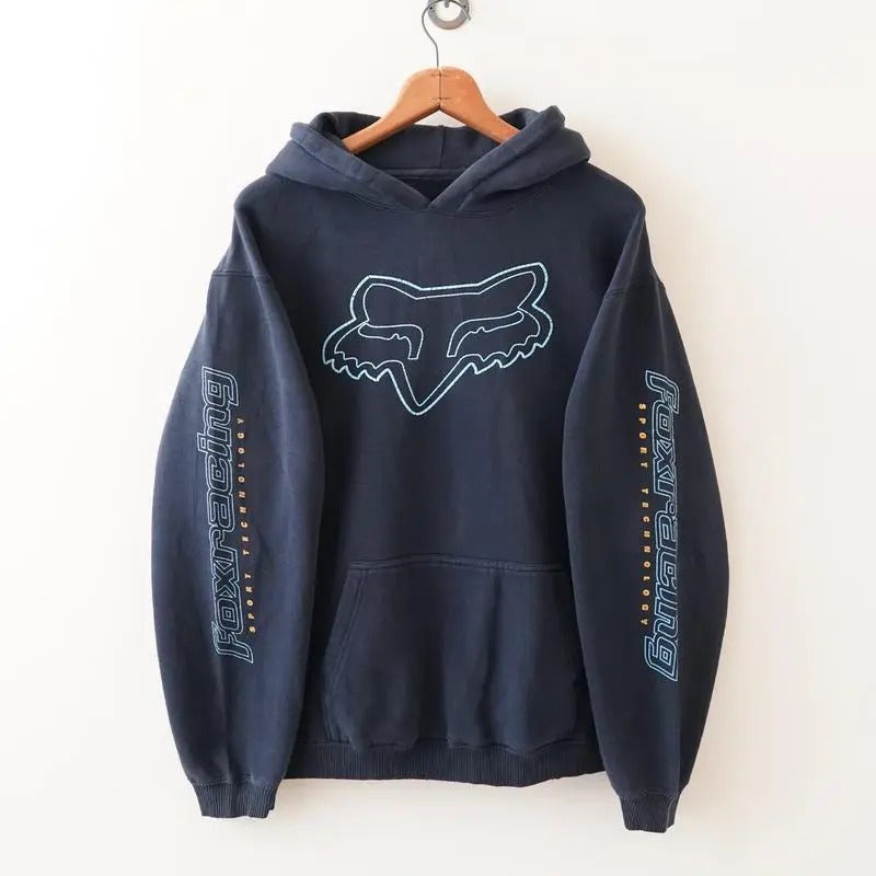 Vintage Fox Racing Motocross Distressed Faded Navy Blue Fitsv Fox Racing Shirt Moto Fans Top Shirt Hoodie Sweatshirt