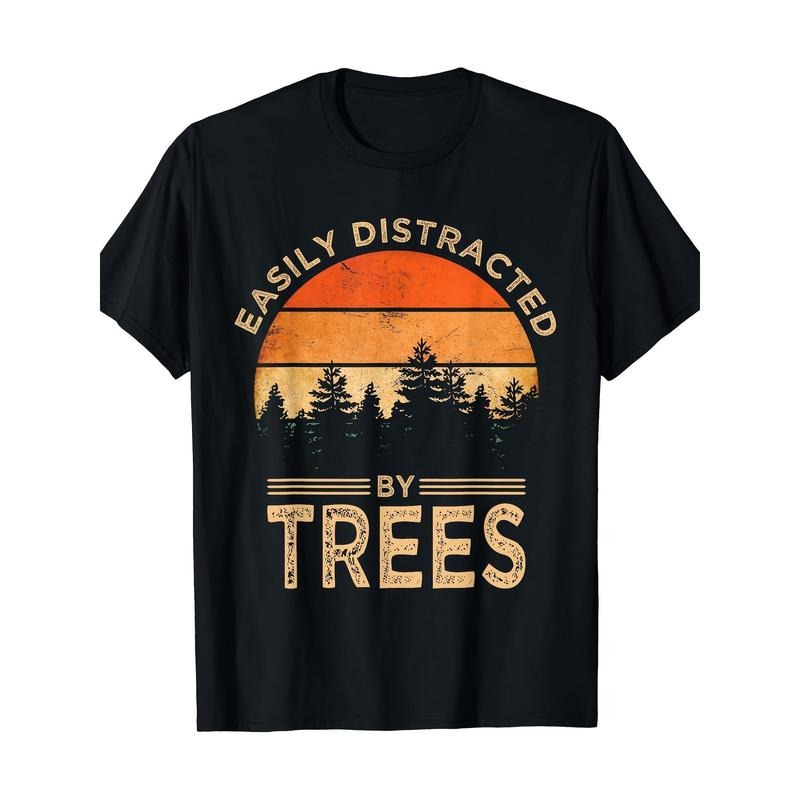 Vintage Fun Tree T-shirt easily distracted by trees Made in USA Hoodie Sweatshirt | PrintMintTees.com