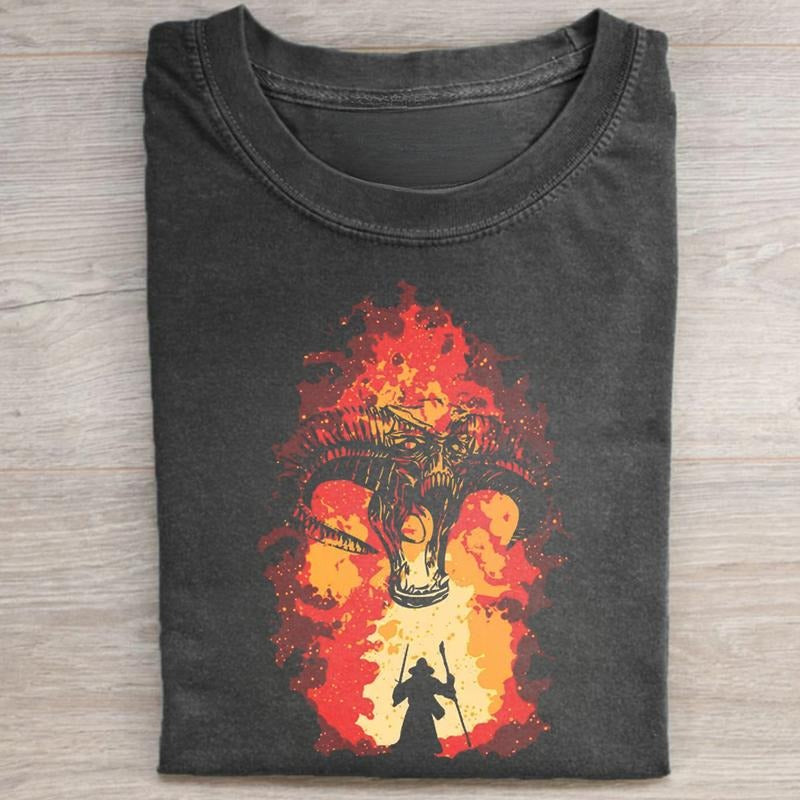 Vintage Gandalf vs Balrog Graphic Tee - You Shall Not Pass Shirt - The Lord of The Rings Movie Shirt - LOTR Shirt -...