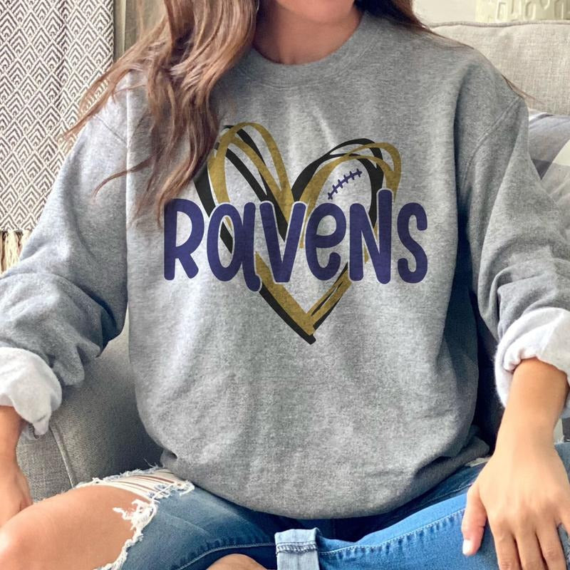 Vintage Heart Football Sweatshirts Team Sports Team Pullovers Womens Football Sweatshirts Game Day Vintage Pullovers...