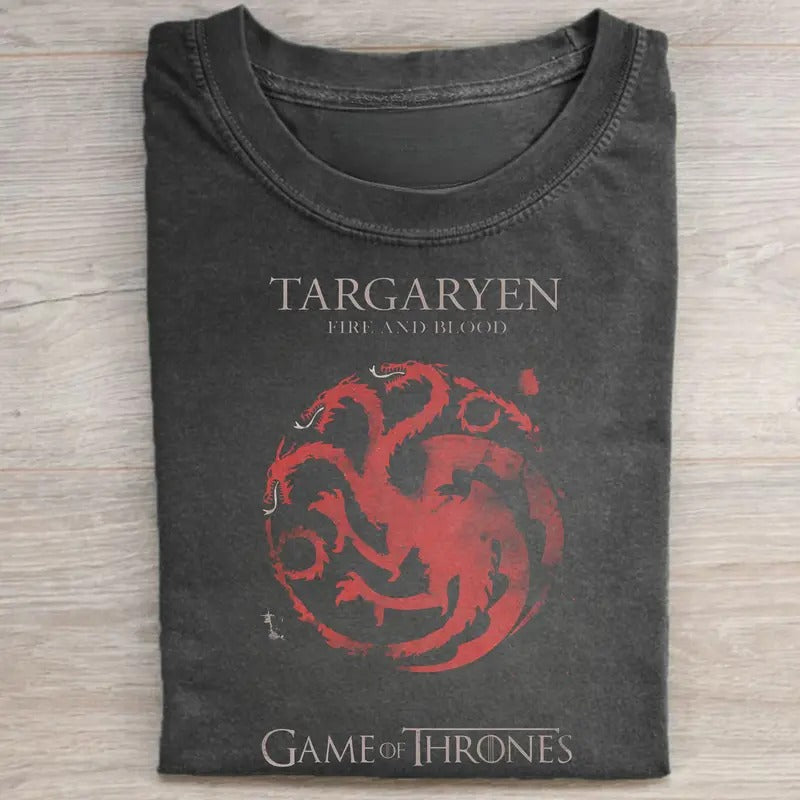 Vintage House Targaryen Fire Blood Game Thrones Movie Shirt Rhaenyra Targaryen Shirt Iconic Drama Televison Casual Top Womenswear Shirt Hoodie Sweatshirt