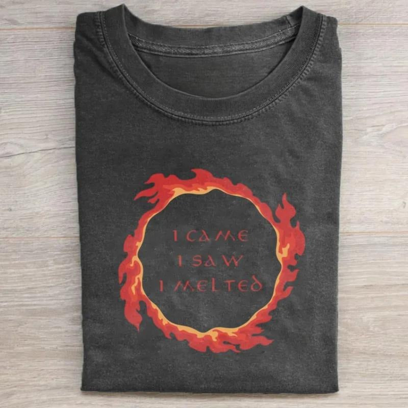 Vintage I Came I Saw I Melted Graphic Tee - The Lord of The Rings Movie Shirt - Casual Crewneck T-Shirt Featuring Text &...