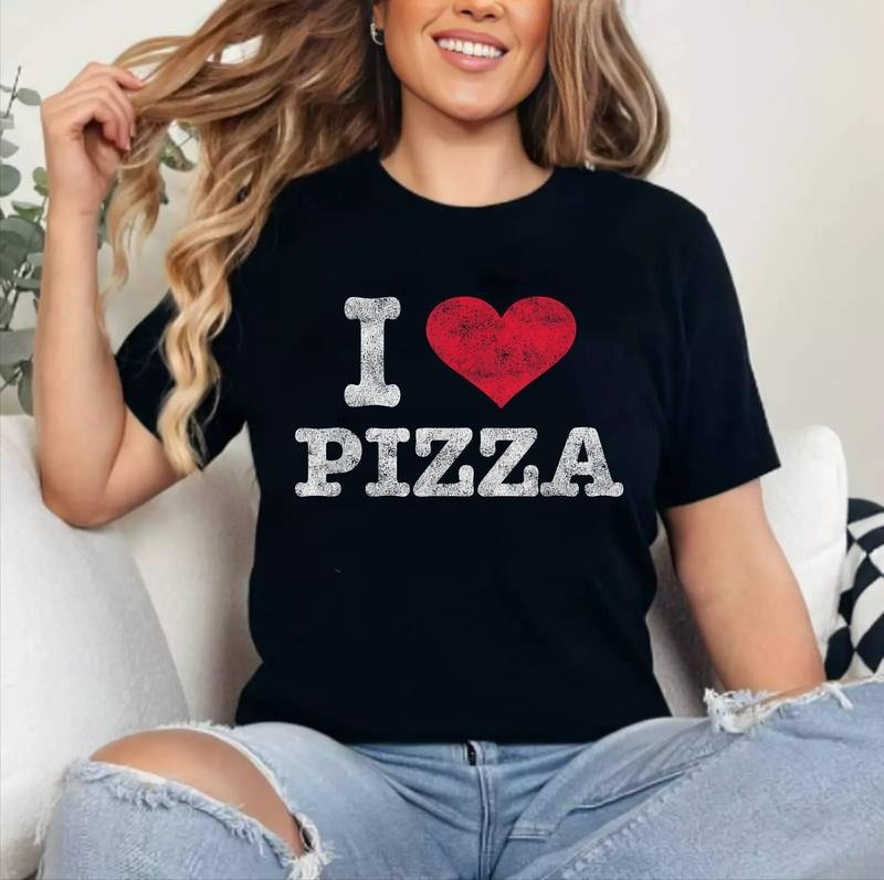 Vintage I Love Pizza T-Shirt Trendy Gift | Cotton 100%, Crewneck, Top Womenswear Hoodie Sweatshirt | PrintMintTees.com