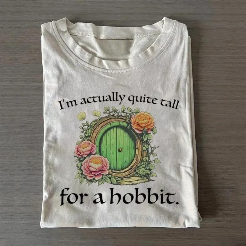 Vintage I'm Actually Quite Tall for a Hobbit Graphic Tee - The Lord of The Rings Movie Shirt - The Hobbits - Funny Quotes...