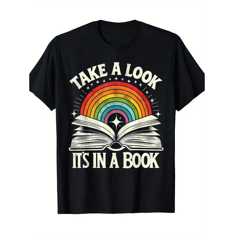 Vintage-Inspired Rainbow Book Lover T-Shirt