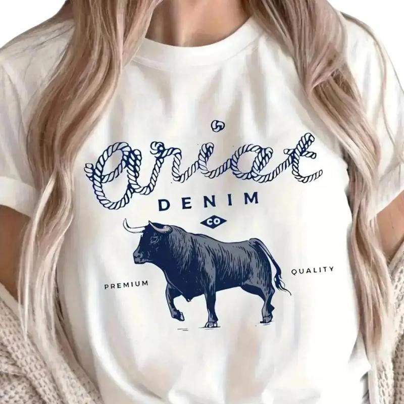 Vintage Inspired Shirt, Ariat Denim Bull, Western Flair Tee, Gift For Women