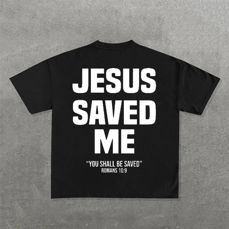 Vintage Jesus Saved Me Printed Short Sleeve T-Shirt, christian clothing Menswear Top Hoodie, Sweatshirt | PrintMintTees.com