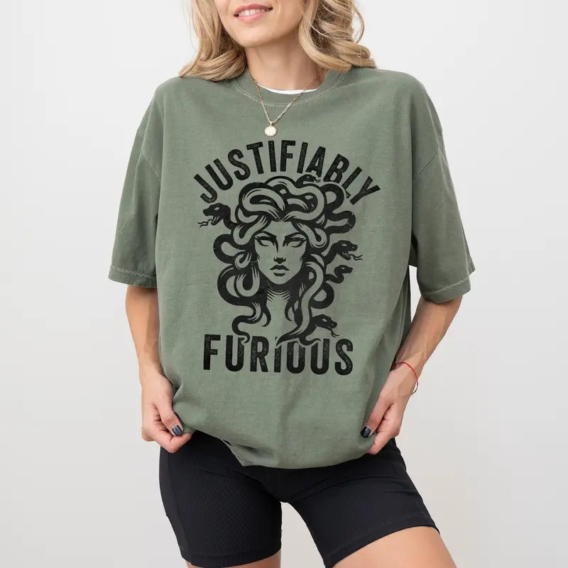 Vintage Justifiably Furious Comfort Colors Shirt, Retro Women Rage Graphic Tee, Feminist Unhinged Tees, Women Empowerment...