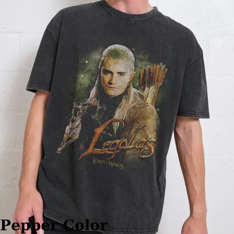 Vintage Legolas Graphic Tee - The Lord of The Rings Movie Shirt - Middle Earth - J.R.R. Tolkien - Fellowship - Sindar Elf...