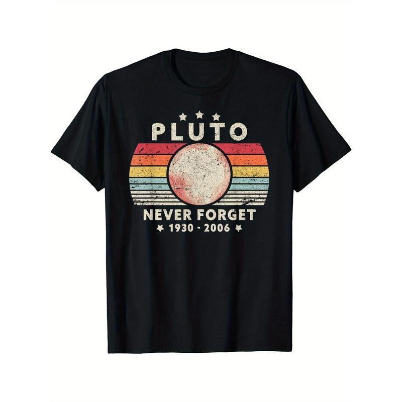 Vintage Letter Pattern Mens T-Shirt - Stylish & Comfortable Short Sleeve Crew Neck Tee for Summer Outdoors