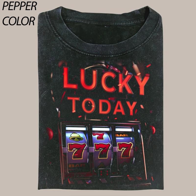 Vintage Lucky Today Poker Comfort Colors T-shirt, Funny Lucky Graphic Tee Gift For Boyfriend Menswear Top Streetwear...