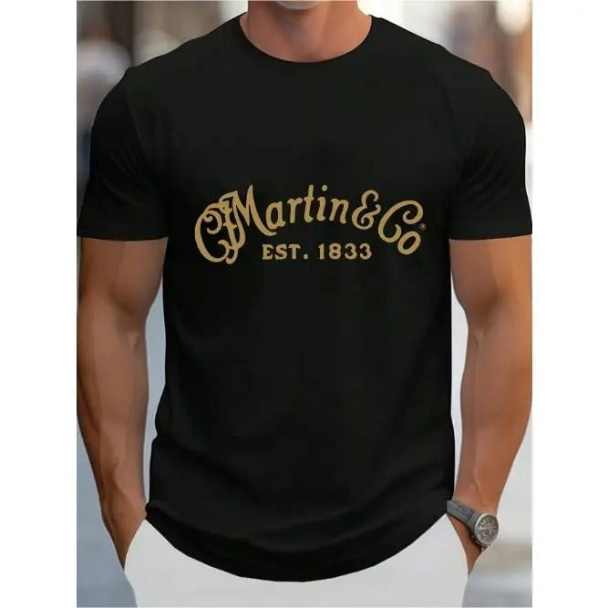 Vintage Martin Guitars American T-shirt Graphic T-shirt Men's Crew Neck Casual T-shirt Crew Neck Printed Sweat-Absorbent...