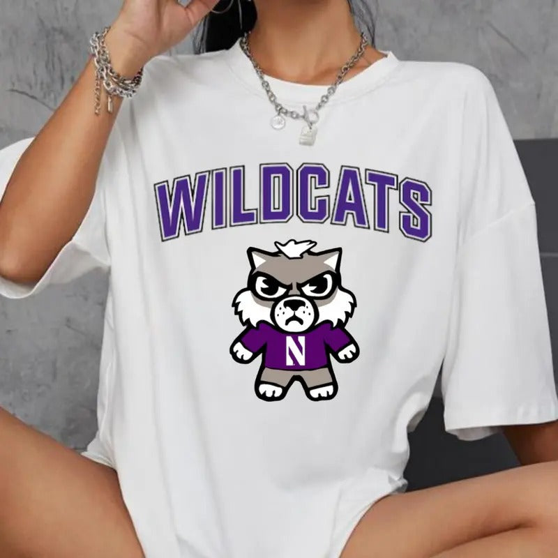 Vintage Men's Northwestern Wildcats Proud Mascot T-Shirt, NCAA Tee, Football Shirt, Vintage Football Shirt, Game Day...